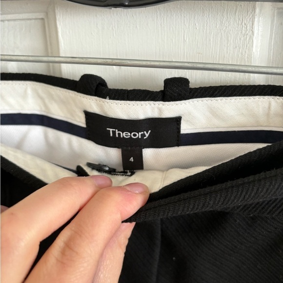 Theory black pintuck pants twill 2 knit size 4 - Picture 4 of 7